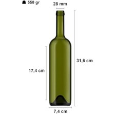 Karokstore 750 ml Yeşil Şarap Şişesi Sentetik Mantar Tıpalı ve Kapüşonlu Boş Çukur Cam Şişe 1 Adet