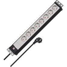Karokstore Premium- Çoklu Priz, 8'li, 19 Inç Formatında, Sunucu Dolapları Için Ideal (3 M Kablolu Çoklu Priz, Almanya'da Üretilmiştir) Siyah/gri