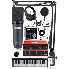 Paket-6 Stüdyo Ekipmanları Seti Ses Kartı Klavye Mikrofon Kulaklık