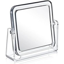 Karokstore Çift Taraflı Büyüteçli Kare Makyaj Aynası, 360° Döner Mekanizmalı ve Taşınabilir Kompakt Tasarım