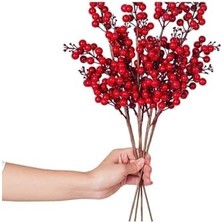 Karokstore 1 Adet 50 cm Yılbaşı Kokina Kırmızı Sapları Dalları, Kırmızı