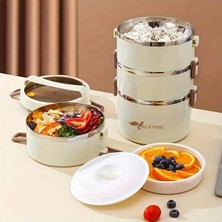 Karokstore 4 Gözlü Çelik Isı Yalıtımlı Çanta Yemek Kabı Seti Çantalı Geniş Kaplar Bento Çantalı