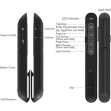 Karokstore Kablosuz Projeksiyon Lazer Sunucusu Sunum Kumandası (Kılıf Hediyeli) Siyah