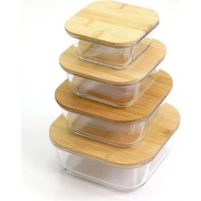 Karokstore Bambu Kapaklı Vakumlu Cam Saklama Kabı Seti – Yuvarlak, Kare ve Dikdörtgen Gıda Saklama Kabı – Hava Geçirmez Kahvaltılık ve Mutfak Düzeni Için Cam Doğal Ahşap Kapaklı (Kare, 725 Ml)