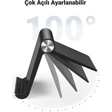 Karokstore Katlanabilir Tablet Standı iPad Mediapad ile Uyumlu Tablet Tutacağı Surface Galaxy Tab (Siyah)