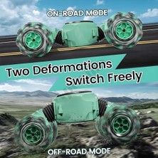 Karokstore Oyuncak 2.4ghz Uzaktan Kumandalı Şarjlı 4x4 Akrobat Araba - El Sensörlü Işıklı 360° Dönen Akrobat Araba (Yeşil)