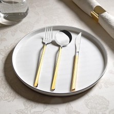 Karokstore Nehir Altın Sade 12 Kişilik 84 Parça Çatal Kaşık Bıçak Takımı