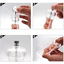 Karokstore Kt Home Değirmen Karabiber Tuz Değirmeni Lüx Akrilik Tuzluk Karabiberlik Değirmen Öğütücü Seramik 16 cm