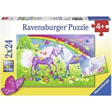 Karokstore Puzzle 2X24 Parça Gökkuşağı Atları Renkli 3+