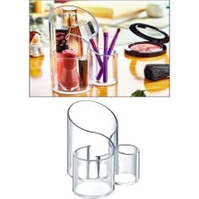 Karokstore Porselen Diyarı 3 Bölmeli Çok Amaçlı Şeffaf Makyaj Organizeri - Kozmetik Ürün Düzenleyici - Kalem Makyaj Organizer Şeffaf