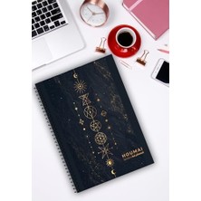 Karokstore A5 Spiralli Defter 2'li Set Çizgili 96 Sayfa Perforajlı Çek Kopart Sayfa Karton Kapak Houmai Mistik ve Zodyak