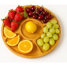 Karokstore Doğal Bambu 5 Bölmeli Sunumluk Tabak | Kahvaltılık, Kuruyemişlik, Meyvelik, Atıştırmalık Servis Tabağı | Şık ve Dayanıklı Tasarım