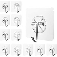 Karokstore Maxaztex 12 Adet Kendinden Yapışkanlı Kanca, Delmeden – Şeffaf Duvar Askısı, 304 Paslanmaz Çelik, Su Geçirmez ve Yağa Dayanıklı, Çok Amaçlı Yapışkan Kanca, Mutfak, Banyo, Tavan ve Fayans Için, Taşıma