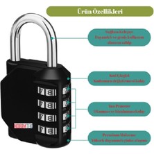 Karokstore Ht-31 Kırılmaz Şifreli Asma Kilit 4 Haneli Su Geçirmez Paslanmaz Sertleştirilmiş Çelik Dolap Kilidi Tsa Onaylı