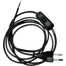 Karokstore 3 Adet Fişli Anahtarlı Arapuarlı Hazır Kablo | 2 Metre, 0.50 Mm² Siyah | Aplik,, Masa Lambası, LED Trafosu Için Pratik Uzatma Kablosu (3)