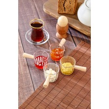 Karokstore 6'lı Ahşap Saplı Mika Reçellik Sosluk Sofra Sunum Kahvaltı Seti - Ahşap Saplı Sunumluk 80 ml