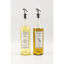 Karokstore Dibi Çukur Şeffaf Cam Şişe 2'li 750 ml Zeytinyağı Sıvıyağ Şişesi Yağdanlık Yağlık