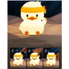Karokstore Çocuk Bebek Odası Bandanalı Ördek Figür Gece Lambası LED Işık Sevimli Figürlü Dokunmatik Şarjlı