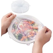 Karokstore Opaceluuk Silikon Streç Kapak, Tekrar Kullanılabilir, Dayanıklı ve Kullanılabilir Conta Kapağı, Çeşitli Boyutlarda (Şeffaf 6 Adet)