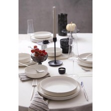 Karokstore Porselen Crest 18 Parça 6 Kişilik Yemek Takımı Platin Fileli