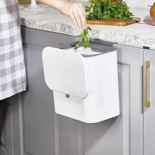 Karokstore Fonksiyonel Kapaklı Banyo Mutfak Wc Origa Çöp Kovası Tezgahüstü ve Duvar Aparatlı Yapışkanlı, Döner Kapaklı Çöp Kutusu, Mutfak Için Çöp Kutusu (15LT) (Beyaz)
