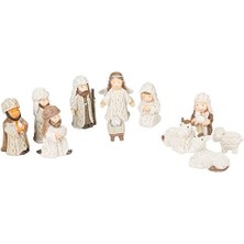 Karokstore Transpac, Inc. Kablo Örgü Dokulu Kutsal Aile, 3 Kral ve Melek Reçine Doğum Heykelcik 11'li Set