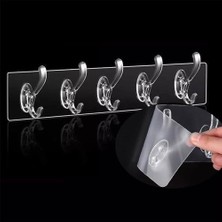 Karokstore Şeffaf Duvar Askısı 5'li Iz Bırakmayan Güçlü Yapışkanlı Banyo Mutfak Düzenleyici Kanca Askılık