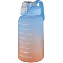 Karokstore 2 Liitre Pipetli/pipetsiz Kullanım - Hediyeli -Çift Renk Motivasyon Su Matarası Mavi