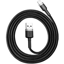 Karokstore Cafule Serisi, 2.4 A Usb-A & Lightning Şarj Kablosu & Data Aktarım Kablosu, 1 Metre, Gri - Siyah