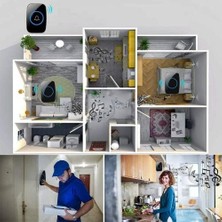 Karokstore Vestrago Kablosuz Kapı Zili 1 Buton 2 Alıcı LED Işıklı 60 Melodi 300 Metre Mesafe Ev Ofis Depo