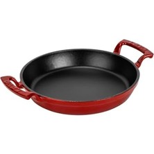 Karokstore Döküm Yuvarlak Sahan Döküm Demir Yekpare Çift Kulplu ÇAP(Ø)24CM. Kırmızı