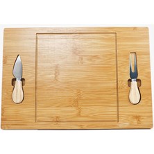 Karokstore Bambu Sunum Tabağı 1 Adet Çatal ve 1 Adet Bıçak ile Birlikte