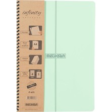 Karokstore Pastel Serisi, A4, 5 Konulu (4 Kareli, 1 Çizgili) 150 Yaprak Pp Kapaklı Spiralli Defter, Yeşil