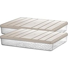 Karokstore - Nora 2'li 2.5 Litre Büyük Boy Ekru Saklama Kabı