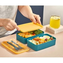 Karokstore 2 Katlı Yeşil Mikrodalga Uyumlu Yemek Saklama Kabı Beslenme Kutusu Öğrenci Okul Sefer Tası