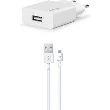 Karokstore Smartcharger Seyahat Şarj Aleti, 2.1A ve Micro Usb, 120CM Kablolu, Beyaz