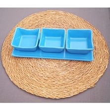 Karokstore Seramik Kahvaltılık Çerezlik Sunumluk Mavi 4 Parça