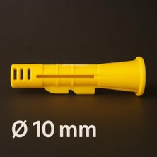 Karokstore Performans Sarı Roket Dübel, Ağır Yük Taşıma Kapasiteli, Tuğla Taş Yüzeyler Için, Dayanıklı Plastik Malzeme, Yüksek Mukavemetli Tutuş Özellikli Montaj Dübeli (10 Mm, Adet, 50)