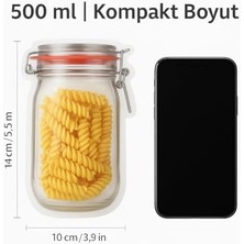 Karokstore 4'lü Kilitli Saklama Poşeti, Kavanoz Görünümlü | 500 ml | Gıda Saklama, Baharat, Kurabiye, Makarna, Atıştırmalık Için Uygun | Pe Malzeme | Zararlı Kimyasal Içermez
