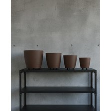 Azrlya 4’lü 3D Modern Kahverengi Vazo Seti Ayaklı Dekoratif Saksı Takımı - Lisinya