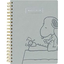 Karokstore Vegan Deri Spiral Günlük, Snoopy Tipi – 20,32 cm x 25,4 Cm, 192 Çizgili Sayfa, "şimdi Yaz" Yazılı Gümüş Folyo Kapağında Süslenmiştir – Notlar, Listeler ve Daha Fazlası Için Mükemmel