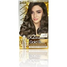 Karokstore Gold Serisi 24K Altın Parçacıklı Serum ile 1 Kutu 2 x 50 ml ve Geliştiriciler Saç Boyası (Yoğun Küllü Açık Kumral 8.11)