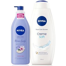 Karokstore Creme Soft Kremsi Dokunuş Duş Jeli 750ML ve Değerli Yağlar Içeren Nemlendirici Vücut Losyonu 400ML