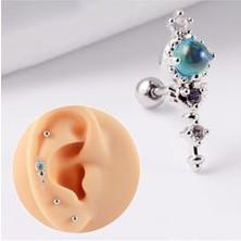 Karokstore Mıth Sb Takı Cerrahi Çelik Tragus Piercing, 1.2mm Bar Kalınlığı, 316L Paslanmaz Çelik, Gümüş Renk, Tekli