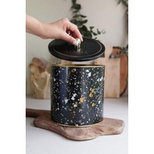 Karokstore Desenli Erzak Saklama Kabı - Metal Saklama Kabı 17,5 cm x 18 cm