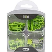 Karokstore Cubbiegökkuşağı 4'lü Kutu Ataş Raptiye Seti, Yeşil