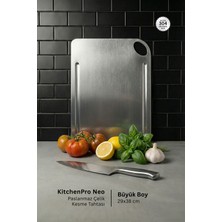 Feyza Design Paslanmaz Çelik Kesme Tahtası, Büyük Boy, Dayanıklı ve Şık Tasarım