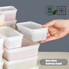 Karokstore 2011 8'li Buzluk Buzdolabı Düzenleyici Derin Dondurucuya Uygun Bakliyat Saklama Kabı Seti -Beyaz