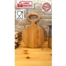Feyza Design Meşe Doğal Ahşap Sunum ve Kesme Tahtası, Saplı, Çok Amaçlı, Şık Tasarım