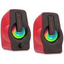 Karokstore Rms-G7 Falsetto 2.0 6 Watt Rgb Ledli Kırmızı Multimedia Gaming USB Speaker